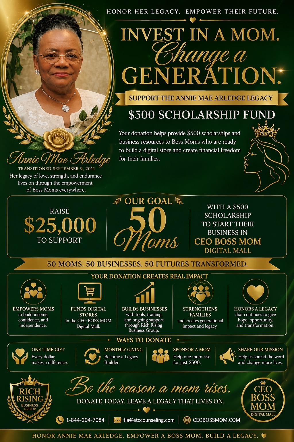 Be The Reason A Mom Rises. Donate.
